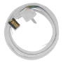 Шнур сетевой Energy Series DENZEL, ПВС, 3 м, 3 x 1,5 мм, с неразборной вилкой, белый