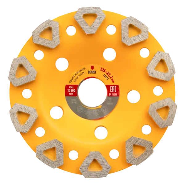 Чашка алмазная зачистная DENZEL 72973, бриллиант, 125 мм