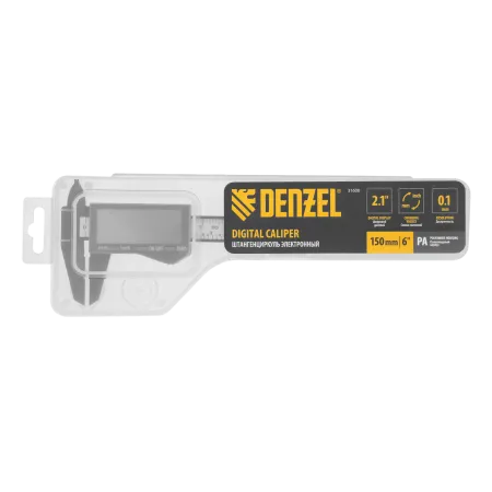 Штангенциркуль DENZEL пластиковый, 150 мм, электронный, большой дисплей, с глубиномером
