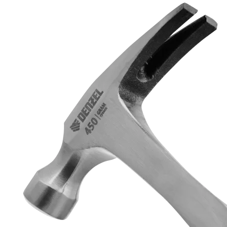 Молоток-гвоздодер DENZEL 450 г, цельнометаллический, двухкомпонентная рукоятка