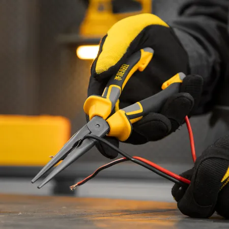 Длинногубцы прямые DENZEL 205 мм, трехкомпонентные рукоятки