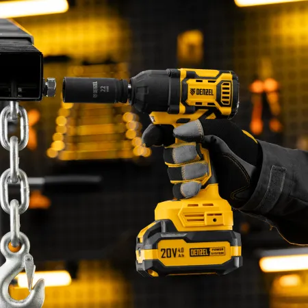 Гайковерт ударный аккумуляторный бесщет. DENZEL CIWH-BL-20-500, Li-Ion, 20 В