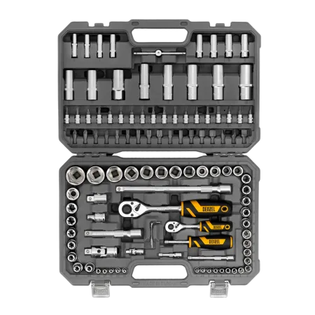 Набор инструментов DENZEL 1/2", 1/4", CrV, S2, пластиковый кейс, 109 предметов
