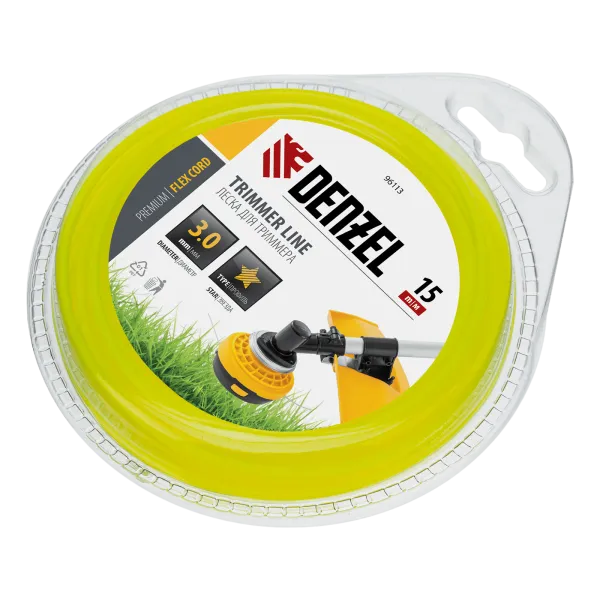 Леска для триммера DENZEL Flex Сord 96113, 3 мм x 15 м, звезда, блистер