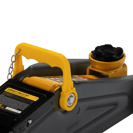 Домкрат гидравлический DENZEL подкатной с фиксатором, 2 т, 130-330 мм, в кейсе