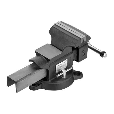 Тиски слесарные DENZEL BVH-150, 150 мм, поворотные, стальная направляющая, с наковальней