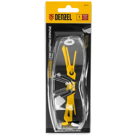 Очки защитные DENZEL открытые, поликарбонатные, прозрачная линза, 2х комп.дужки