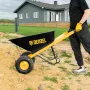 Тачка строительная DENZEL усиленная, объем 140 л, 250 кг, двухколесная, колесо 15х6.00-6