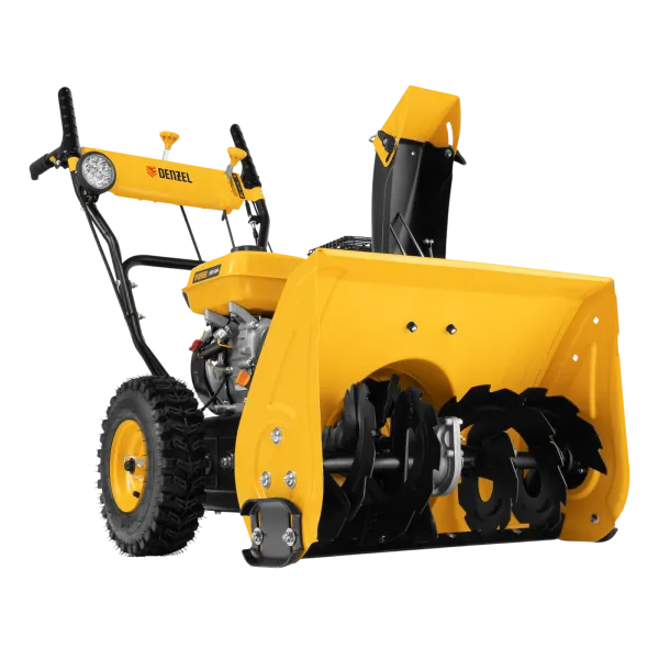 Гибридная снегоуборочная машина DENZEL с функц. подметания SWB-800, 212 сс, руч. старт, 2 насадки