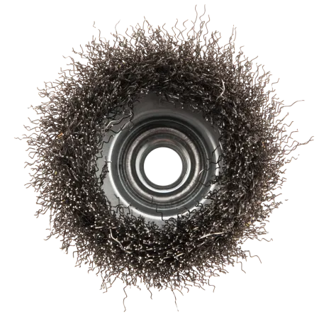 Щетка для УШМ DENZEL 746043, 75 мм, «чашка», витая нержавеющая проволока 0.3 мм, М14