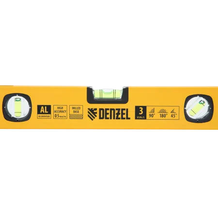 Уровень алюминиевый DENZEL магнит., фрезерованный, 3 глазка (1 зеркал.), 0,5 мм/м, 400 мм