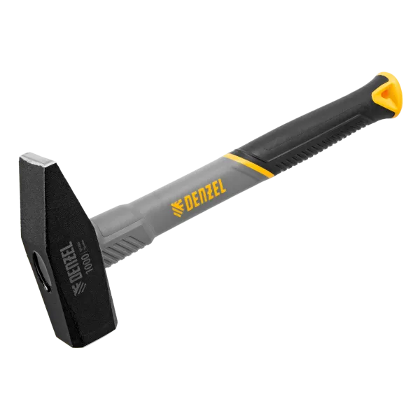 Молоток слесарный DENZEL 1000 г, кованый, фибергласовая  рукоятка c TPR покрытием