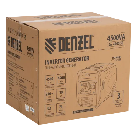 Генератор инверторный DENZEL GS-4500iSE, 4,5 кВт, 230 В, закрытый корпус, электростартер
