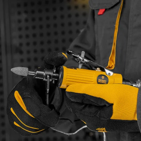 Пневмошлифмашина прямая DENZEL PGS25000, 25000 об/мин, 10 шлиф. камней, цанга - 3, 6 мм, 113 л/мин