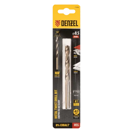 Сверло по металлу DENZEL 8,5 мм, HSS Co-8%