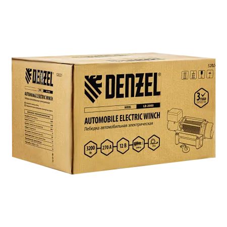 Лебедка автомобильная электрическая DENZEL LB-2000, 2.2 т, 3.2 кВт, 12В