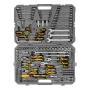 Набор инструментов DENZEL 1/2", 1/4", 3/8", CrV, S2, пластиковый кейс, 144 предмета