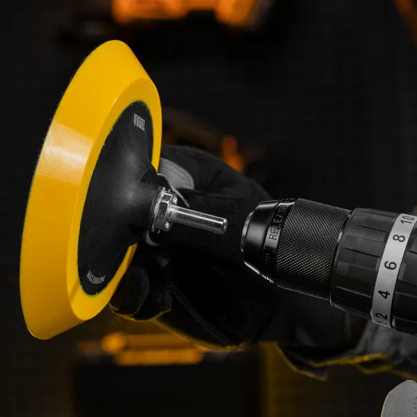 Тарелка опорная для дрели и УШМ DENZEL с липучкой, 150 мм, мягкая, с адаптером c М14 на d8