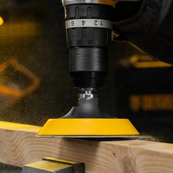 Тарелка опорная для дрели и УШМ DENZEL с липучкой, 115 мм, мягкая, с адаптером c М14 на d8