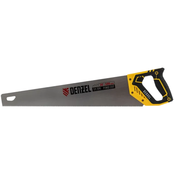 Ножовка по дереву DENZEL 500 мм, 11 TPI, зуб 3D, двухкомпонентная рукоятка