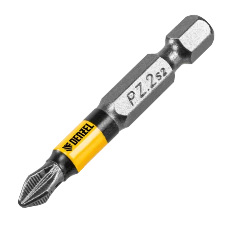 Бита DENZEL PZ2х50, сталь S2, 10 шт., круглый профиль, отрывная упаковка, , Е 6,3