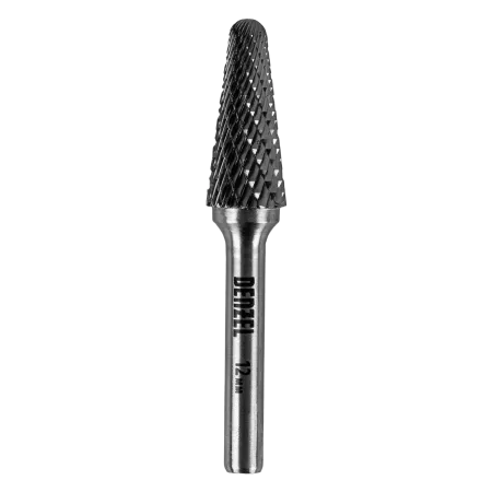 Борфреза по металлу DENZEL твердосплавная, коническая закругленная, тип-L, 12 мм