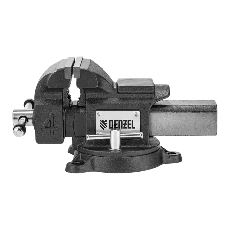 Тиски слесарные DENZEL BVH-100, 100 мм, поворотные, стальная направляющая, с наковальней