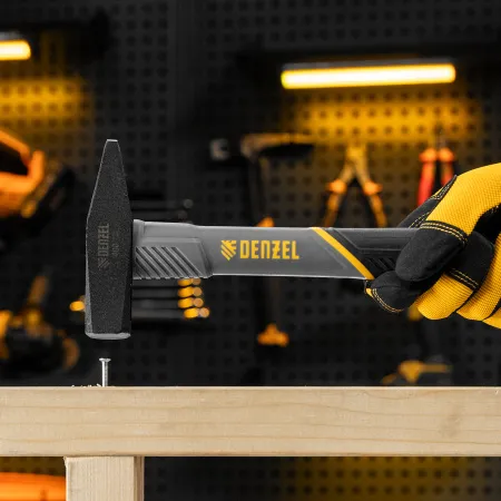 Молоток слесарный DENZEL 400 г, кованый, фибергласовая  рукоятка c TPR покрытием