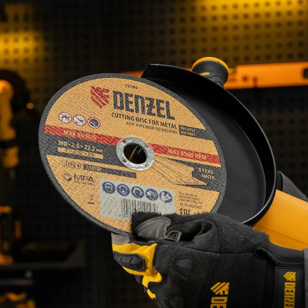 Круг отрезной по металлу DENZEL 73784, 180 x 2.5 x 22.2 мм
