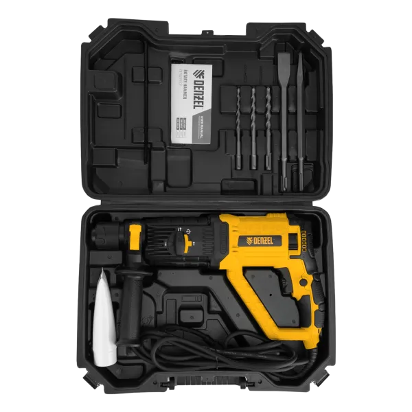 Перфоратор электрический DENZEL RHB-1050-30, SDS-plus, 1050 Вт, 3,4 Дж, 4 реж.