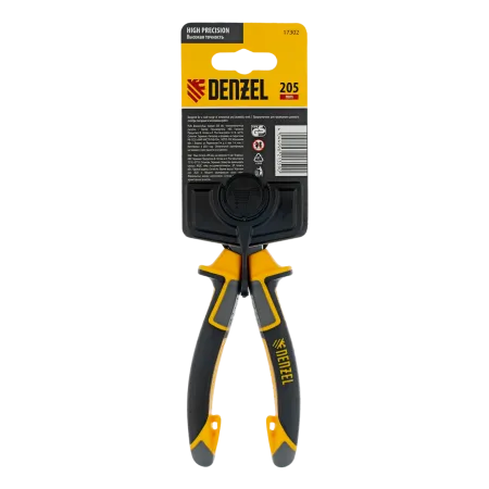 Длинногубцы прямые DENZEL 205 мм, трехкомпонентные рукоятки