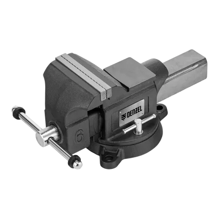 Тиски слесарные DENZEL BVH-150, 150 мм, поворотные, стальная направляющая, с наковальней