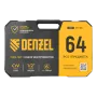Набор инструментов DENZEL 1/2", 1/4", CrV, S2, пластиковый кейс, 64 предмета