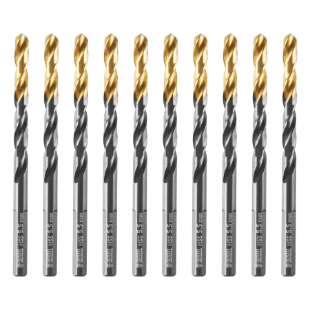 Сверло по металлу DENZEL 5,5 мм, HSS-Tin, Golden Tip, 10 шт.
