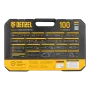 Набор инструментов DENZEL 1/2", 1/4", CrV, S2, пластиковый кейс, 100 предметов