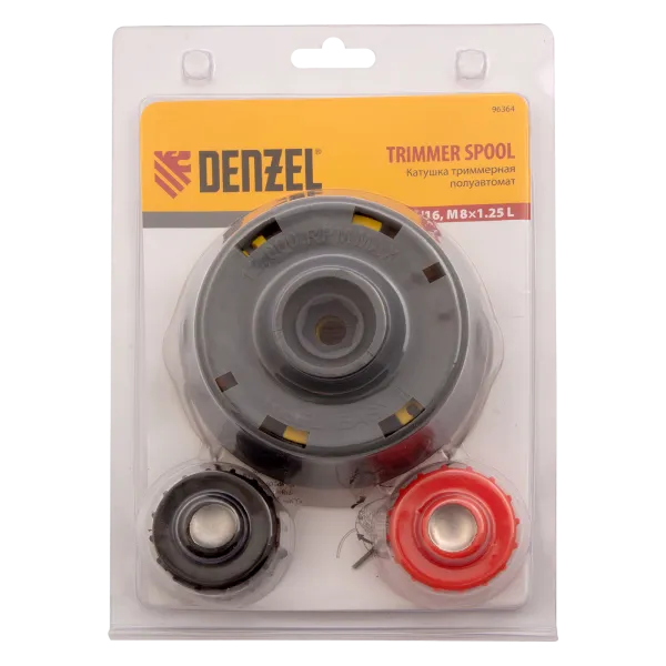 Катушка для триммера DENZEL 96364, полуавтомат, шестигранник Hex x 15/6, М8 левый