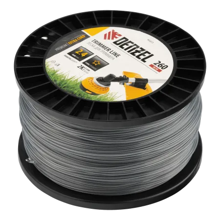 Леска для триммера DENZEL двухкомпонентная звезда, 2,4мм х 260м, на DIN катушке EXTRA CORD