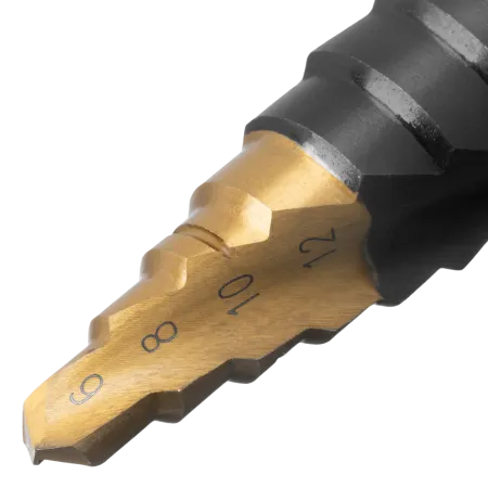 Сверло ступенчатое DENZEL, 6-8-10-12-14-16-18-20-22-24-26-28-30мм, Р6М5, 6-гр. хвостовик