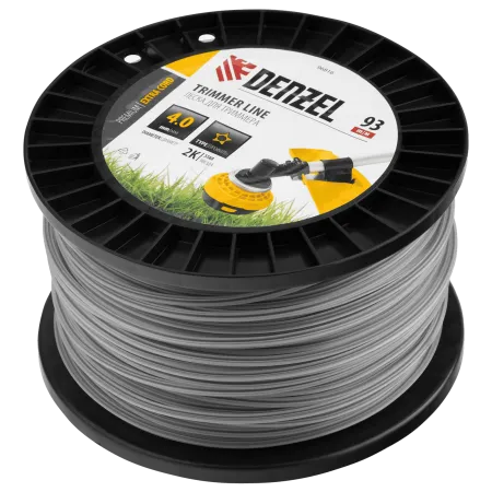 Леска для триммера DENZEL двухкомпонентная звезда, 4,0мм х 93м, на DIN катушке EXTRA CORD