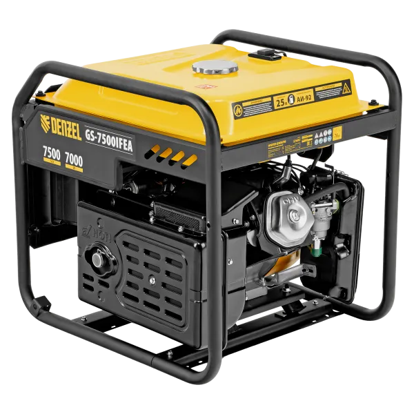 Генератор инверторный DENZEL GS-7500iFEA, 7,5 кВт, 230 В, открытый корпус, электростартер, ATS