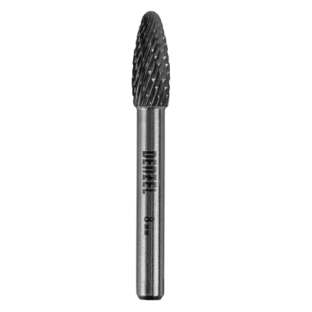 Борфреза по металлу DENZEL твердосплавная, элипсообразная, тип-H, 8 мм
