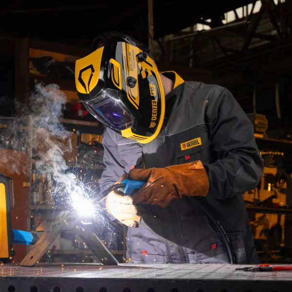 Щиток защитный лицевой DENZEL (маска сварщика) F10, см. окно 100х96, Real Color, DIN 4-8/9-13