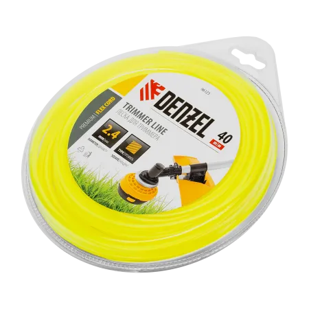 Леска для триммера DENZEL Flex Сord 96123, 2.4 мм x 40 м, квадратная, блистер