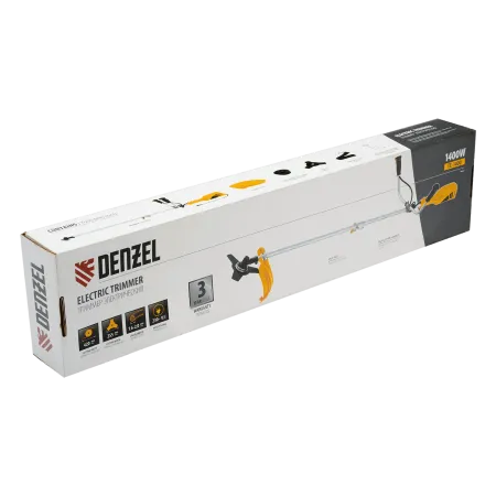 Триммер электрический DENZEL TE-1400, 1400 Вт, 420 мм, катушка + диск, разборная штанга