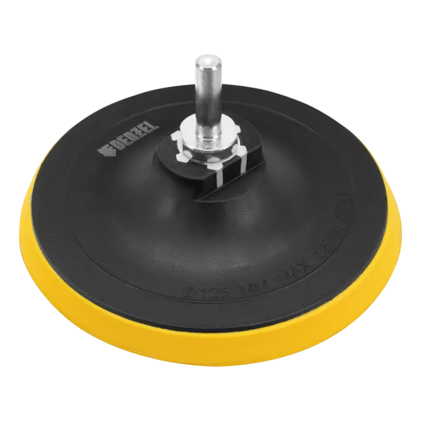 Тарелка опорная для дрели и УШМ DENZEL с липучкой, 125 мм, стандартная, с адаптером c М14 на d8