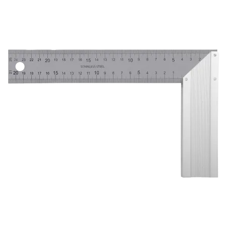 Угольник DENZEL 32396 250 мм, нержавеющая сталь, градуировка, алюминиевое основание