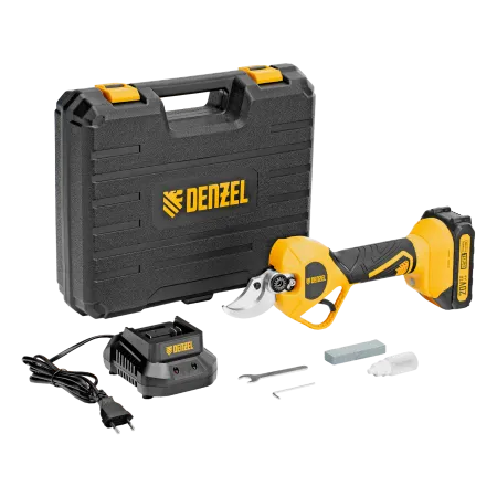 Секатор аккумуляторный, бесщет. DENZEL, CP-40BL, Li-Ion, 20 В, лезвия SK5