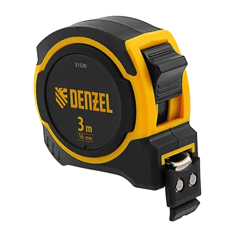 Рулетка DENZEL 3м х 16мм, двухкомп. корпус, магнитный обрезиненный зацеп