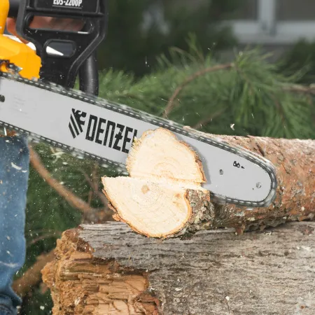 Пила цепная электрическая DENZEL EDS-2200P, 2.2 кВт, шина 45 см, шаг 3/8, 63 звена