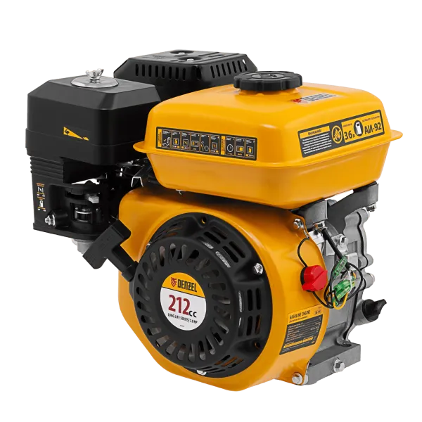 Двигатель бензиновый RX-17K, 7 л.с., 212 см3, горизонтальный вал шпонка 19 мм Denzel